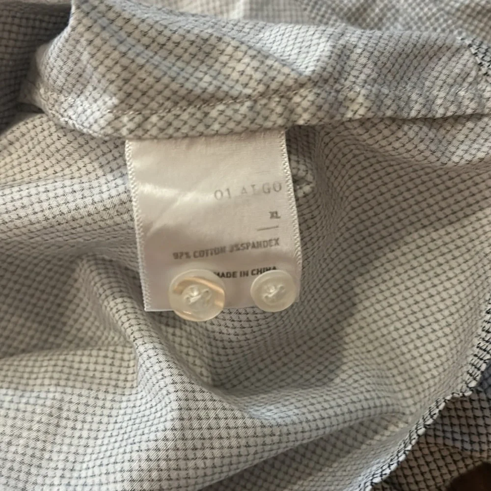 01. Algo Mens Button Down Cotton Long Sleeve Gray/Black Geometric Design Size XL - Picture 5 of 10